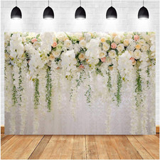 White Rose Floral Theme Photography Backdrops Bridal Shower Wedding Flowers