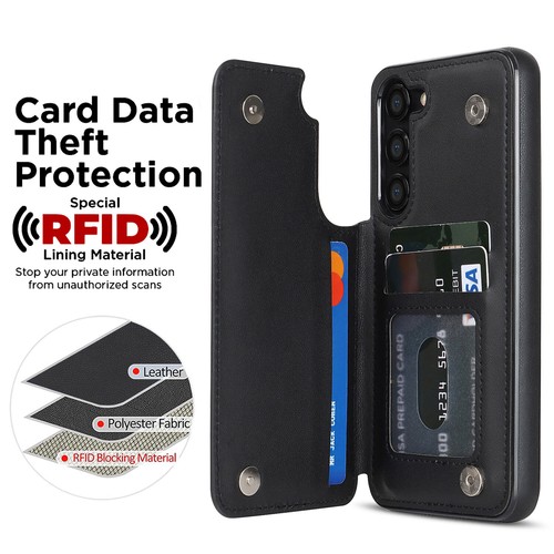 Luxury Grid Leather Credit Card Slots Wallet Case For Samsung Galaxy S23 A73 A53 - Picture 8 of 57