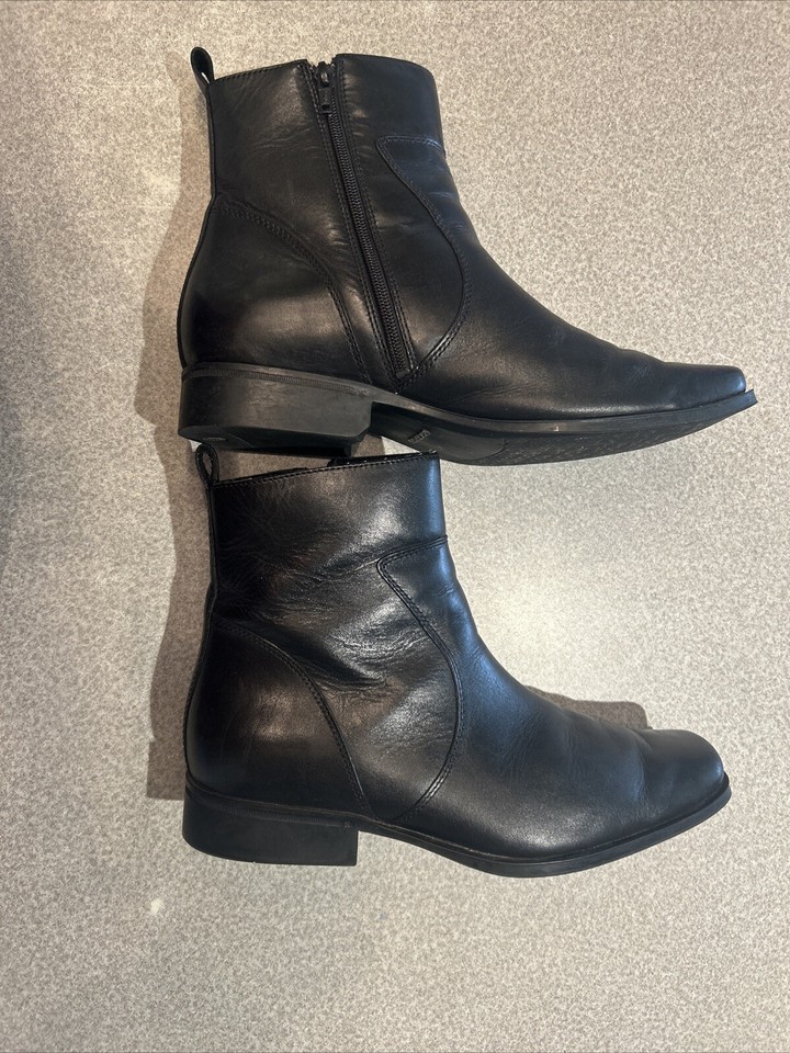 Rockport Toloni Mens Dress Casual Black Side Zip Leather Ankle Boots 10