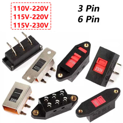 Voltage Selector Slide Switch AC 110V-220V / 115V-220V / 115V-230V 3 Pin 6 Pin