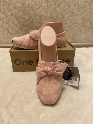 Toms Womens Alpargata Shoes. Chalky Pink Speckled Linen Bow Flats Size 7. 