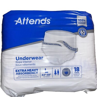 Attends Disposable Underwear Large Moderate 18 Ct