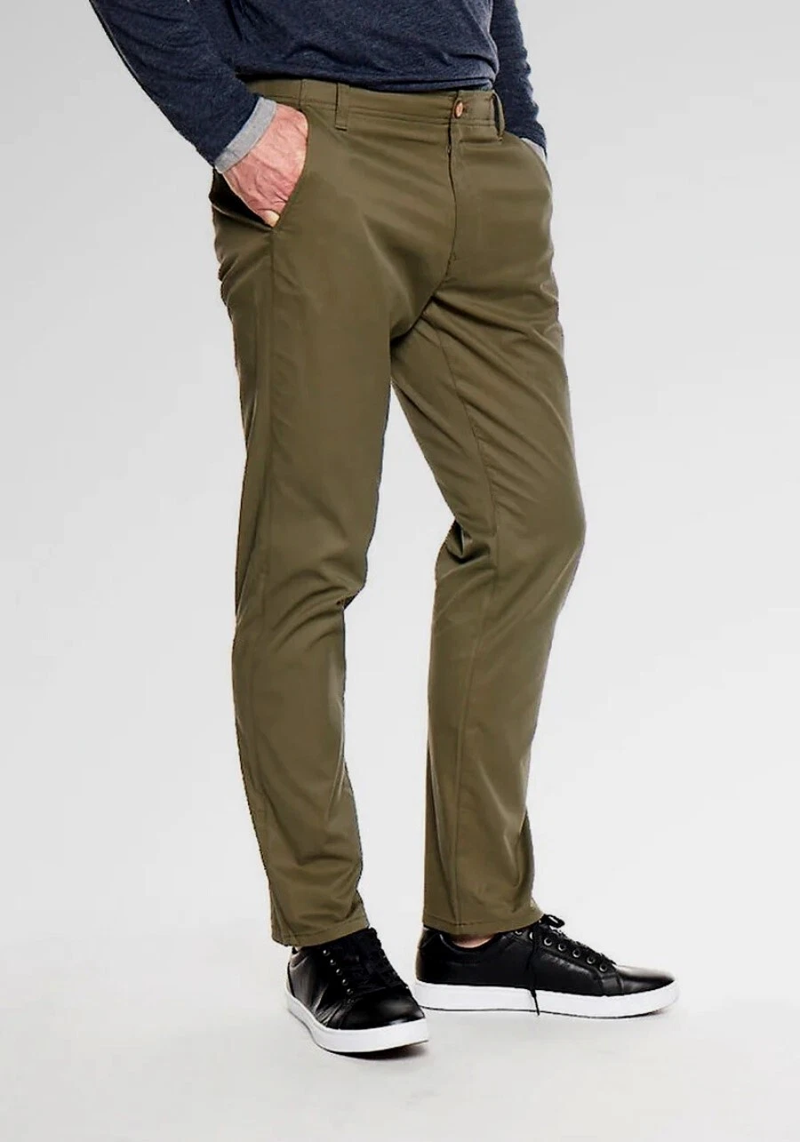 Tailor Vintage Airotec Greenwich Slim Fit Cotton/Nylon Chino Pants 35x34 Olive