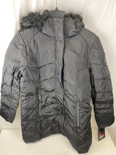 Gerry Women's Jacket Black Size Large Puffer Faux-fur Trim Parka Hooded