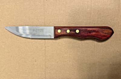 Tramontina Steak Knife High Carbon Steel Blade 8.5 Red Polywood Brazil Knife