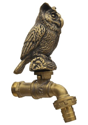 #ad Brass Garden Tap Faucet Owl Bird Spigot Vintage Water Home Decor Outdoor $74.99