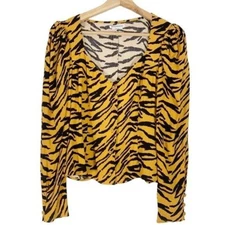 Reformation Womens Notta Crepe Tiger Print Top Size Small