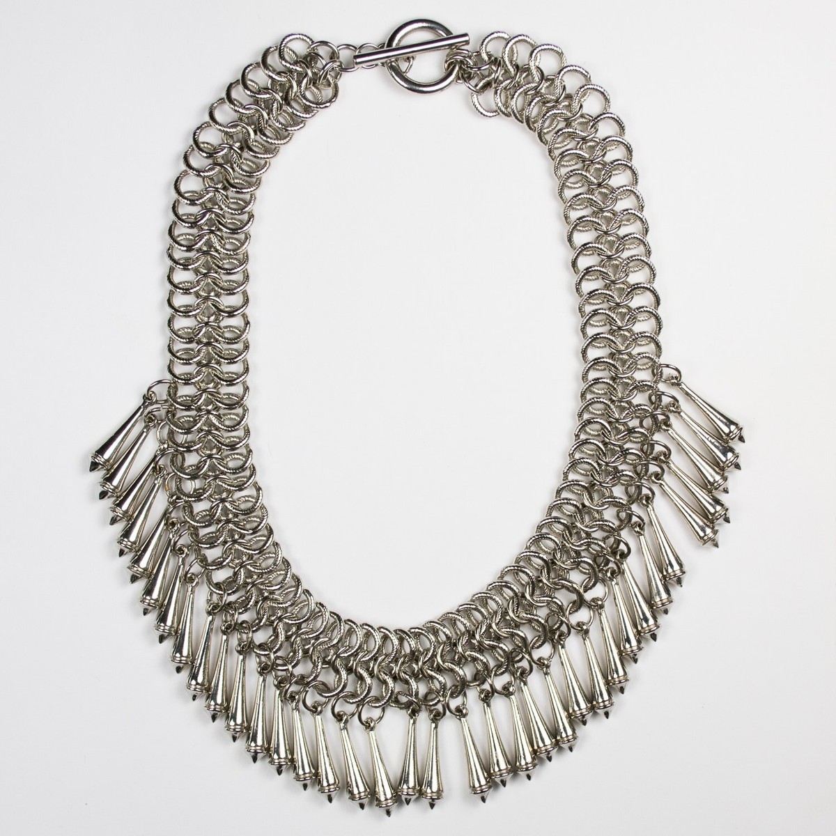 Artist Crafted Jewelry Statement Collar Necklace Silver Loop Chain Link 9