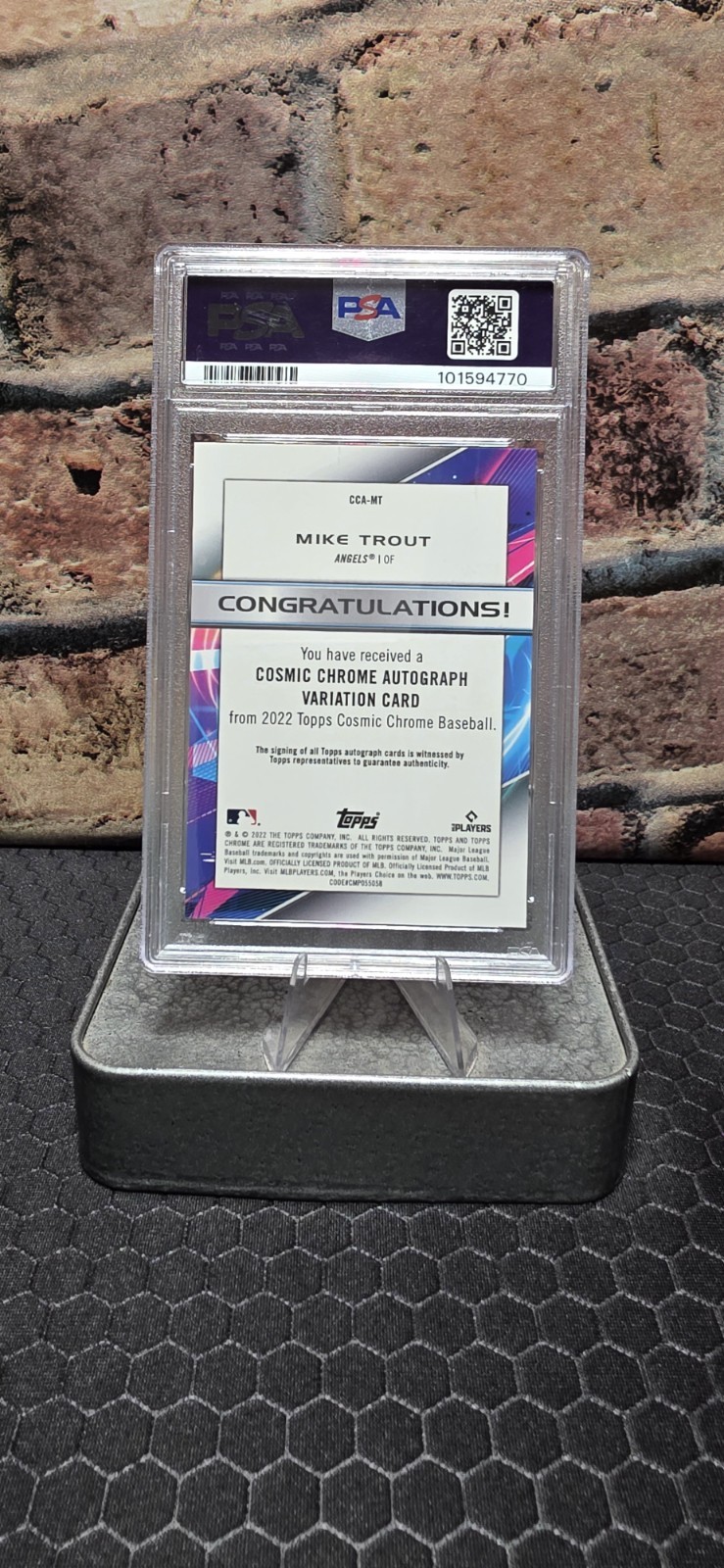 2022 TOPPS CHROME COSMIC VARIATION AUTOGRAPH MIKE TROUT AUTO PSA 9 view 2