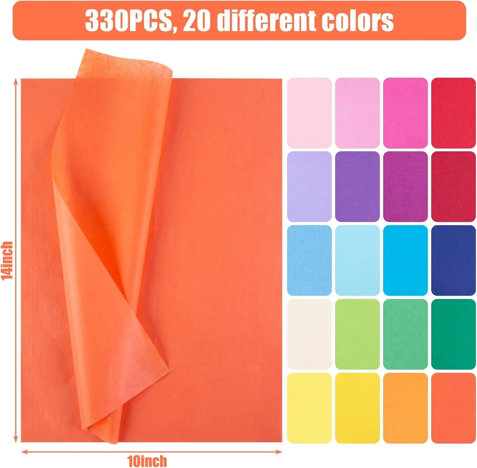 330 Sheets Multicolor Wrapping Tissue Paper 14X10 Inch for Crafts and Gifts - Image 2 of 4