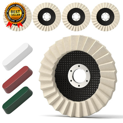 8 Pcs Wool Polishing Wheel & Compound Kit 5 Buffing Wheels (4-1/2'' X 7/8'') + 3