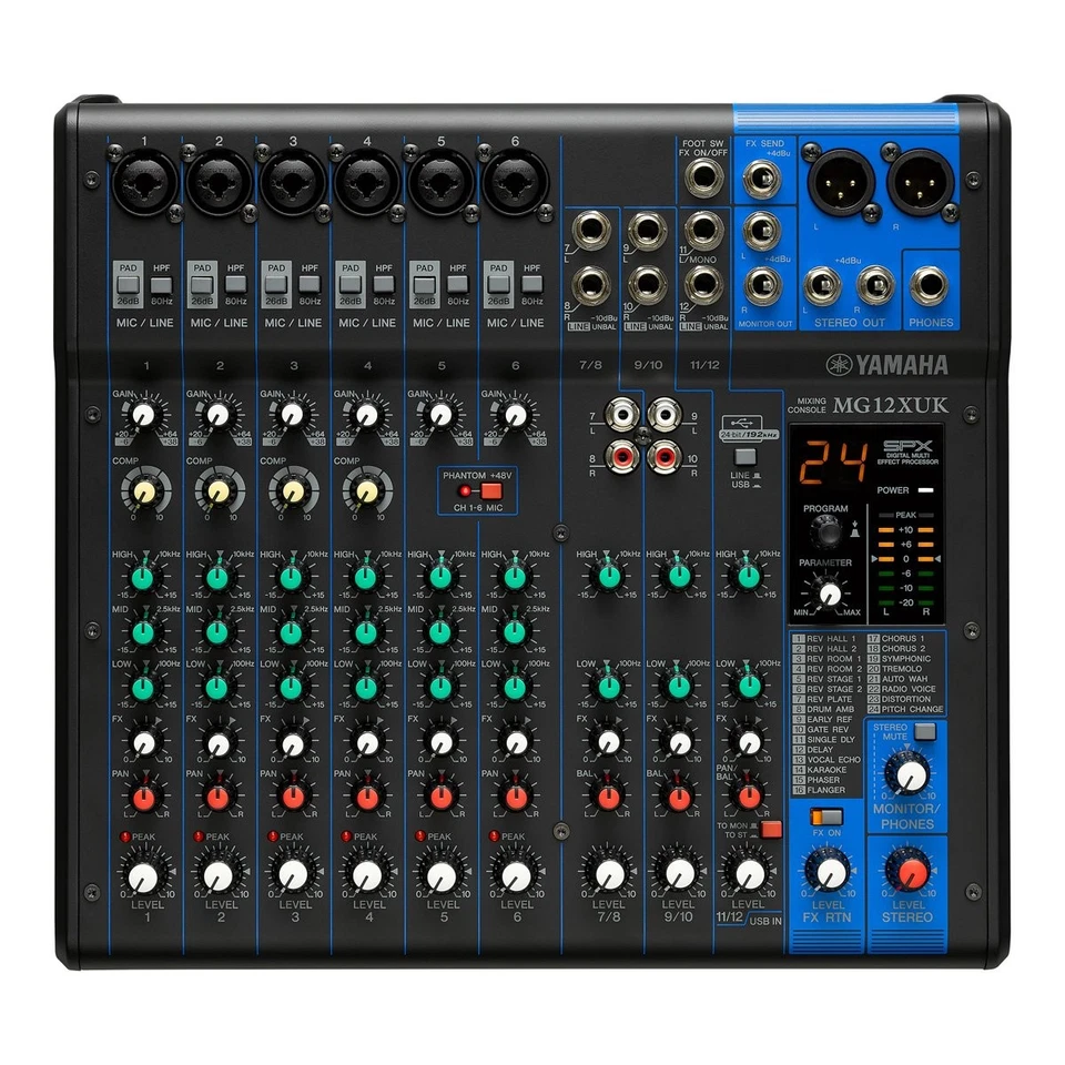 YAMAHA MG12XUK 12-Channel Mixing Console USB Interface SPX Effects Compact Mixer - Image 2 of 4