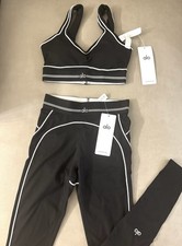 ALO Bra  Leggings Set Black White Yoga Gym Size S Athletic