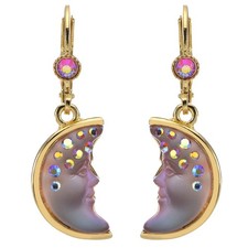 Kirks Folly Mystic Goddess Moon Shadow Leverback Earrings goldtone