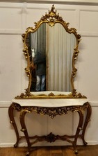 Rococo Giltwood Console Table and Mirror Set A very rare set