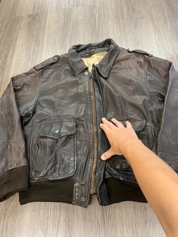 Chaqueta de Vuelo de Cuero Schott NYC A2 De Colección Marrón Bombardero Aviador Talla XXL