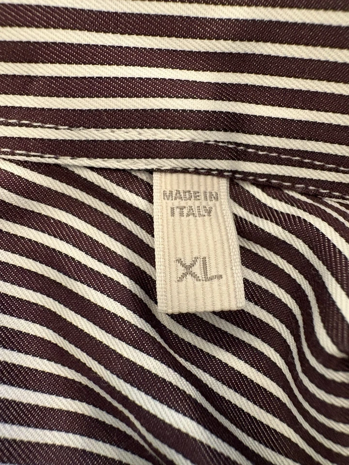Camisa de vestir Ermenegildo Zegna XL para hombre Italia manga larga marrón/blanco a rayas Foto 4 de 4