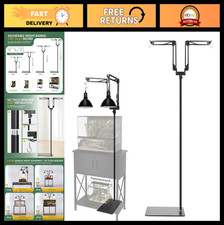 Adjustable Dual Reptile Lamp Stand, 15.7-74.3 Inch, 360 Rotatable Arms for Tank