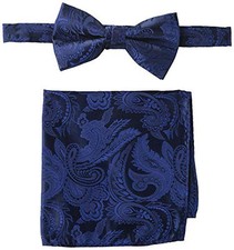 mens Classic Pretied Bow Tie With Pocket Square Regular Navy