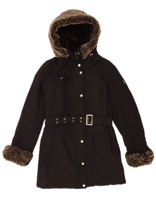 Refrigue Womens Hooded Oversized Parka Jacket UK 6 XS Black Nylon CO01