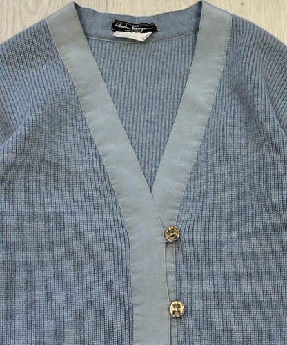 Vintage Salvatore Ferragamo Wool Button Front Cardigan Light Womens Medium Italy - Picture 4 of 5