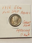1916 GEM FULL SPLIT BANDS GREAT FIND MERCURY DIME SCARCE