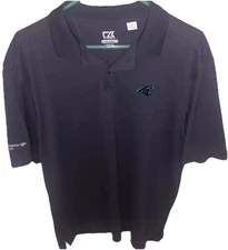 Cutter And Buck CB DryTec Luxe polo shirt size Large Gray Carolina Panthers Logo