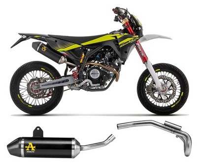 Auspuff + Racing krümmer Arrow Thunder Schwarzes Aluminium Fantic XEF 125 2023