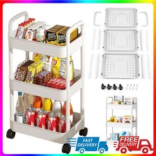 Household 3-layer Small Cart Storage Floor Rack Kitchen Rack with Wheel UK STOCK