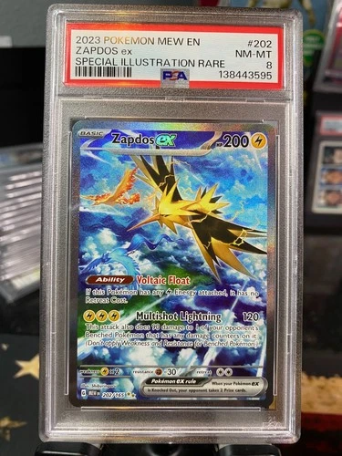 POKEMON MEW EN-151 SPECIAL ILLUSTRATION RARE ZAPDOS EX 202/165 PSA 8