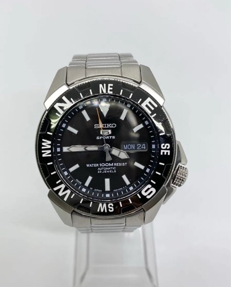 時計 seiko5 7S36-02P0 MADE IN JAPAN Seiko 5 Sports 7S36-02P0 Automatic Japan | Compass Bezel | Black