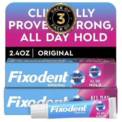 Pack of 3 Fixodent Complete Original Denture Adhesive Cream, 2.4 oz