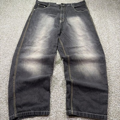Y2k Evolution Jeans Black Baggy Hiphop Style Essentials 40/31 Faded