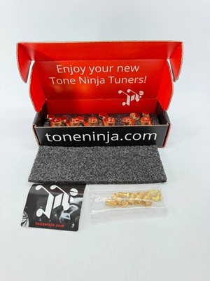 Tone Ninja Locking Guitar Tuners Set of 6 Gold Red Custom Buttons New Open Box
