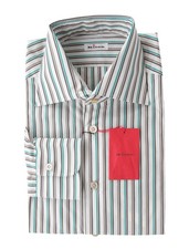Kiton Brown Striped Cotton Shirt - Slim - KT4272224