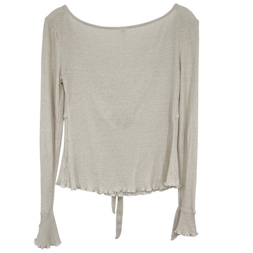 Free People Say When Long Sleeve Size Small Waffle Knit Ruffle Festival - Afbeelding 7 van 9