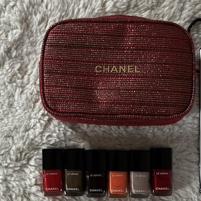 CHANEL Le Vernis Nail Polish Set 6pc Multicolor Liquid w/ Red Zip