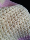 Handmade Crocheted Yellow & Pink Afghan 38" x 31"  Fringe Baby Blanket — photo 7