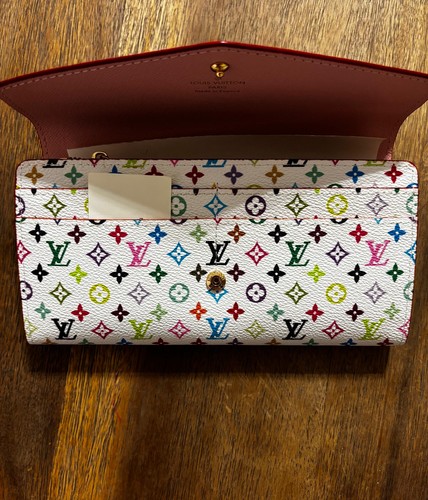 Louis Vuitton White Multicolor Monogram Sarah Long Wallet Pink Interior (Used)