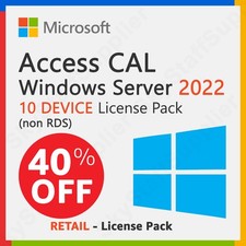 Microsoft Windows Server 2022 - 10 Device Client ACCESS Licenses non RDS - NEW