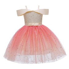Girls Dresses Birthday Wedding Pageant Gown Shoulder Sequin Party Dress Champ...