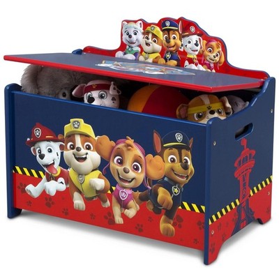 Nick Jr PAW Patrol Deluxe Wooden Toy Box Storage Organizer For Kids ChildrenNEW