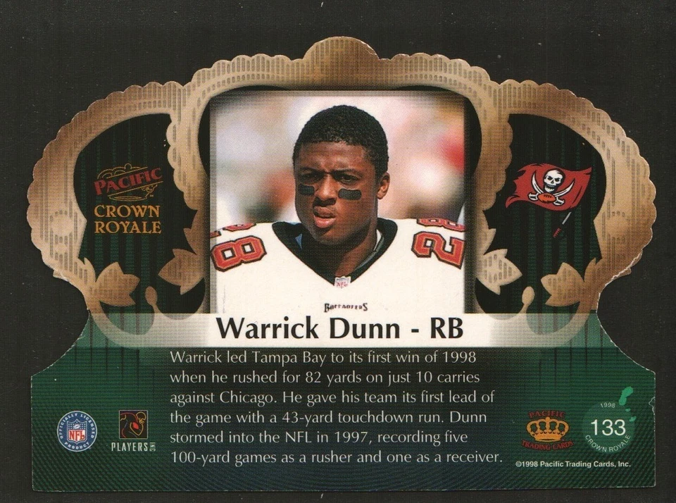 1998 Pacific Crown Royale #133 - Warrick Dunn - Tampa Bay Buccaneers  98-504 - Image 2 of 2