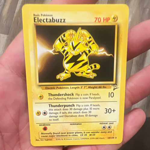 Electabuzz Pokemon TCG Base Set 2 - 24/130 Rare Regular EN 70 HP *Flawless- NM