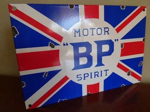 BP British Petroleum Motor Spirit Vintage Porcelain Sign - Petroliana