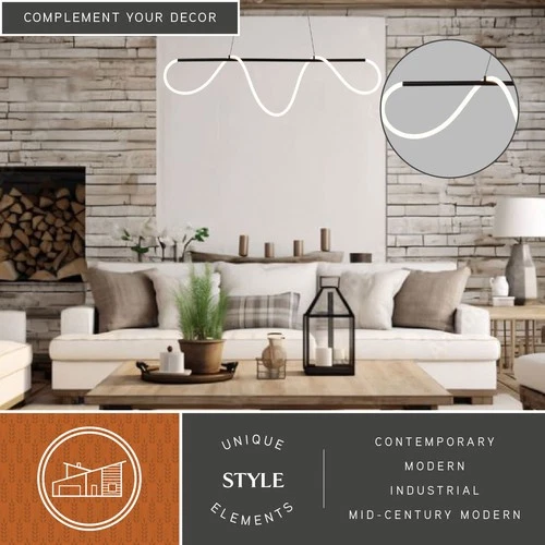 Vaxcel Lighting H0303 58"W LED Linear Chandelier - Black - Picture 10 of 11