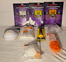 Lot de kit de préparation et de ponçage pour cloisons sèches - ponceuse à main, papier de verre, masques, équipement de sécurité