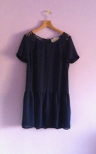 Urban Outfitters Dress Medium Blue Lace Accent Short Sleeves New