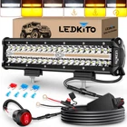 12 Inch LED Light Bar Kit with Rocker Switch 6 Modes White White&Amber 6 Modes