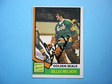 1974/75 O-PEE-CHEE NHL HOCKEY CARD #205 GILLES MELOCHE VG AUTO AUTOGRAPH OPC